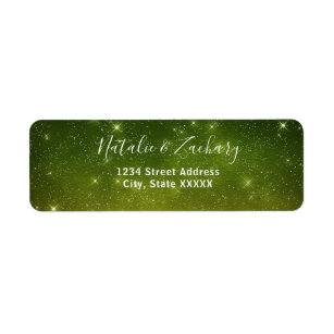 Green Starry Night Celestial Wedding Address Return Address Label