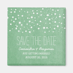 Green Starry Night Save the Date Magnet