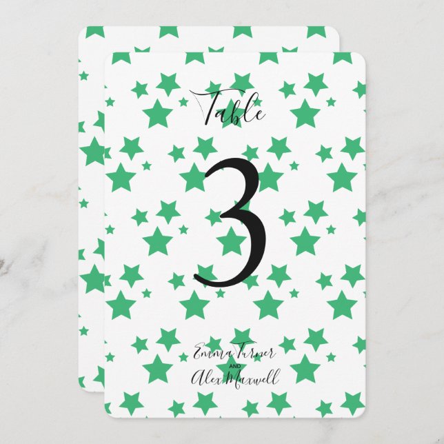 Green Stars Background | Table number cards (Front/Back)