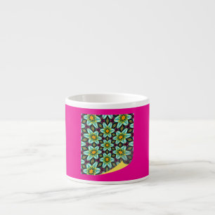 Green Stars Floral Pattern Espresso Cup