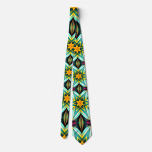 Green Stars Floral Pattern Tie