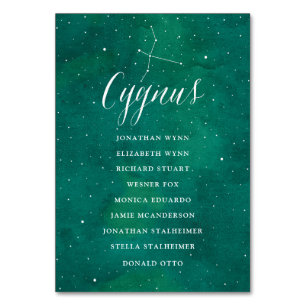 Green Stars Galaxy Seating Chart Card Cygnus