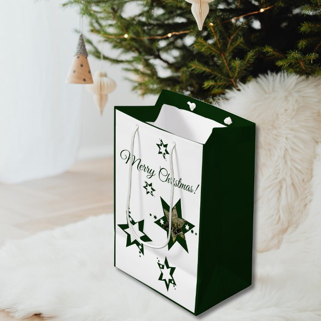 Green Stars Lawn Care Service Merry Christmas Medium Gift Bag (Green Stars Lawn Care Service Merry Christmas Medium Gift Bag)