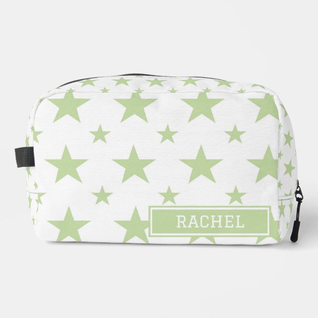 Green Stars Pattern Constellation Cosmetic Dopp Kit (Front)