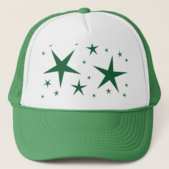 Green Stars Pattern Trucker Hat (Front)