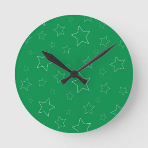 Green Stars Wall Clock