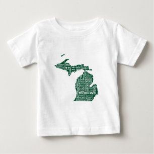 Green State of Michigan Cities Baby T-Shirt