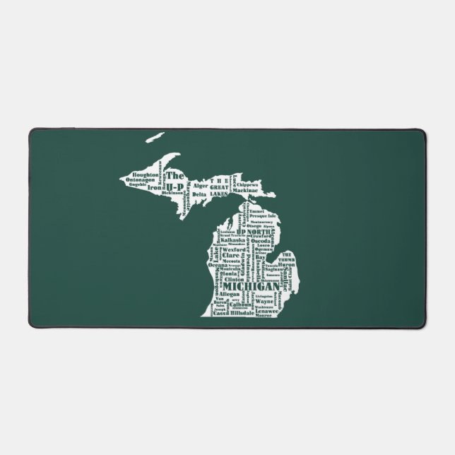 Green State of Michigan Cities Desk Mat (Front)