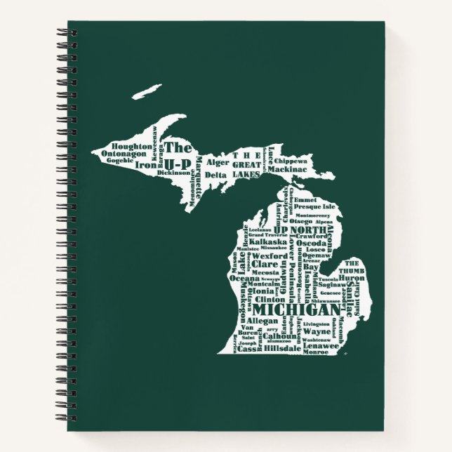 Green State of Michigan Cities Notebook (Front)