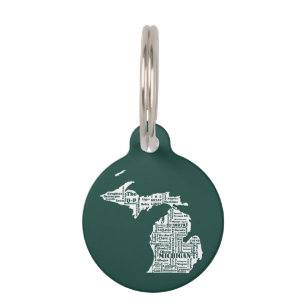 Green State of Michigan Cities Pet Tag