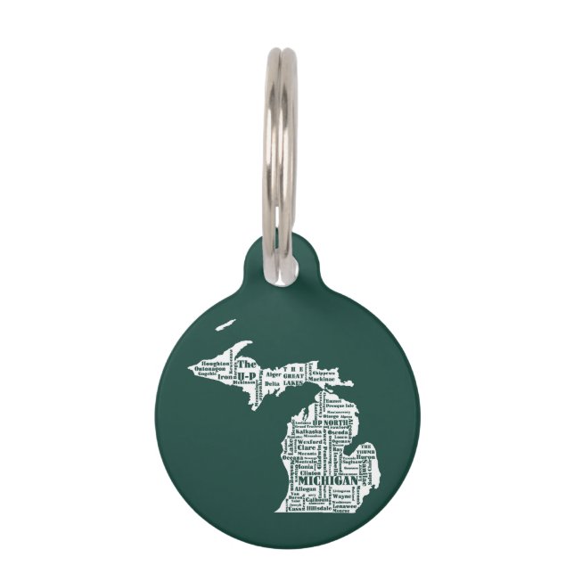 Green State of Michigan Cities Pet Tag (Front)