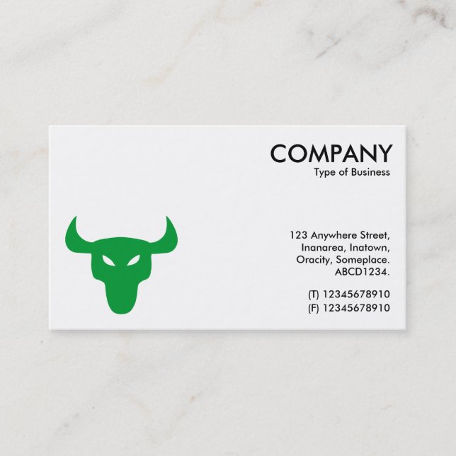 Green Steer Symbol - White Business Card (Front)