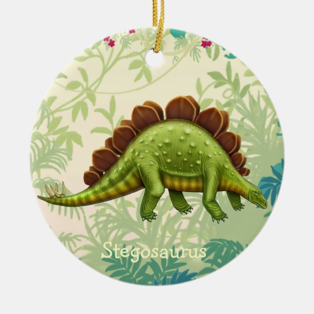 Green Stegosaurus Dinosaur Ornament (Front)