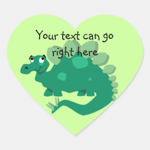 Green Stegosaurus Heart Stickers