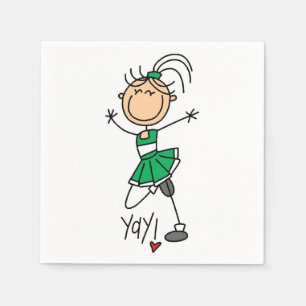 Green Stick Figure Cheerleader Napkin