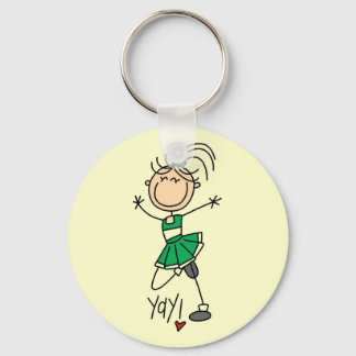 Green Stick Figure Cheerleader t-shirts and Gifts Key Ring