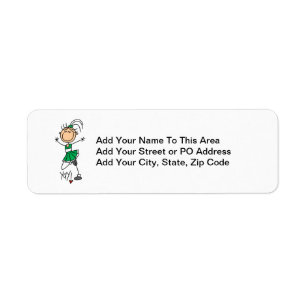 Green Stick Figure Cheerleader t-shirts and Gifts Return Address Label