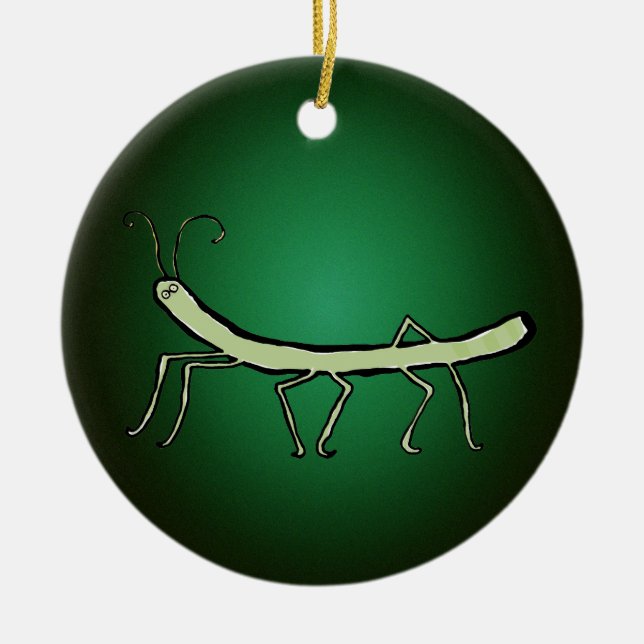 green stick insect ceramic tree decoration (Front)