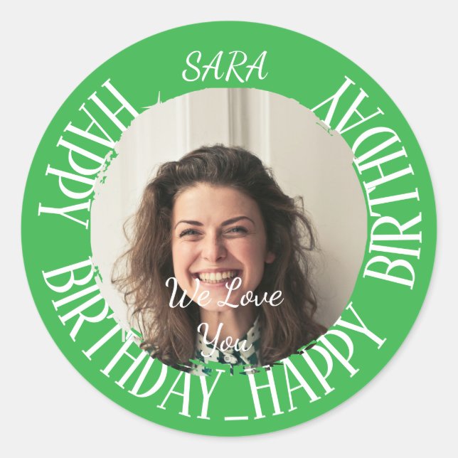 green Sticker for birthday fully customisable (Front)