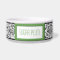Green Stitched Label Design Damask Dog Bowl