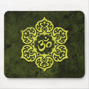 Green Stone Floral Om Mouse Pad