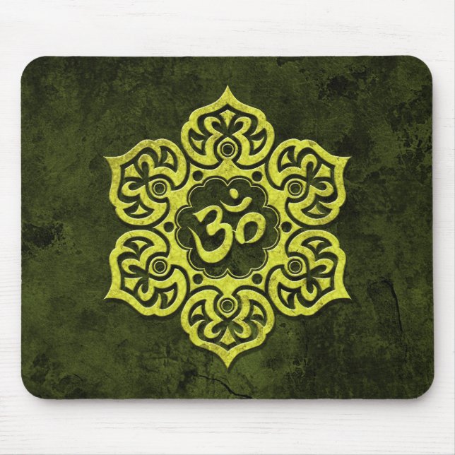 Green Stone Floral Om Mouse Pad (Front)