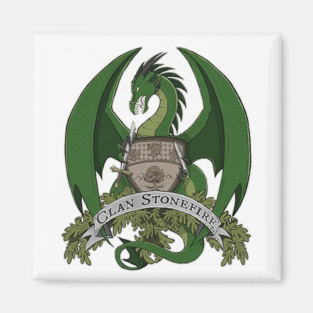Green Stonefire Dragons Crest Magnet (Front)