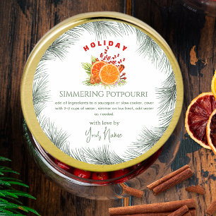 Green Stovetop Christmas  Simmering Potpourri  Classic Round Sticker