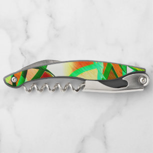 Green streaks over coral orange image with drizzle corkscrew