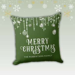 Green String Lights Christmas Cushion