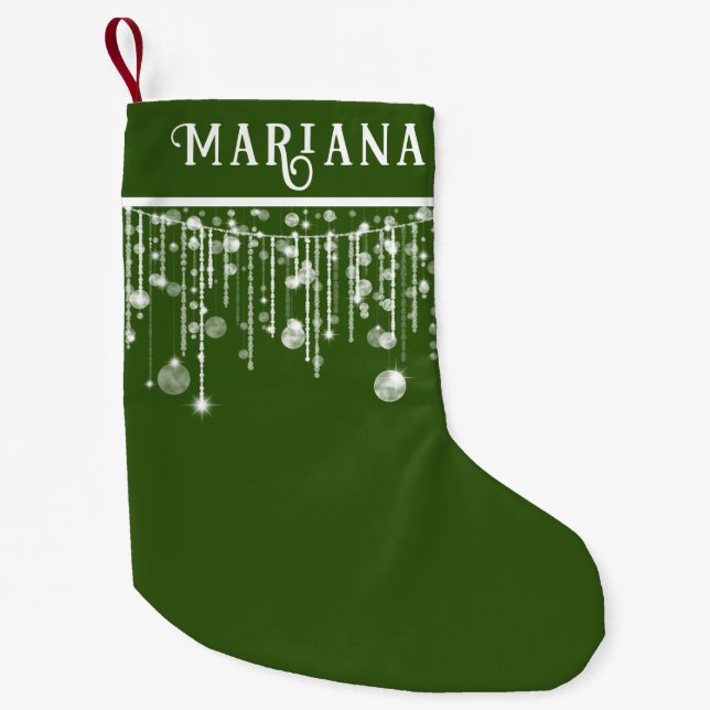 Green String Lights Small Christmas Stocking (Front)