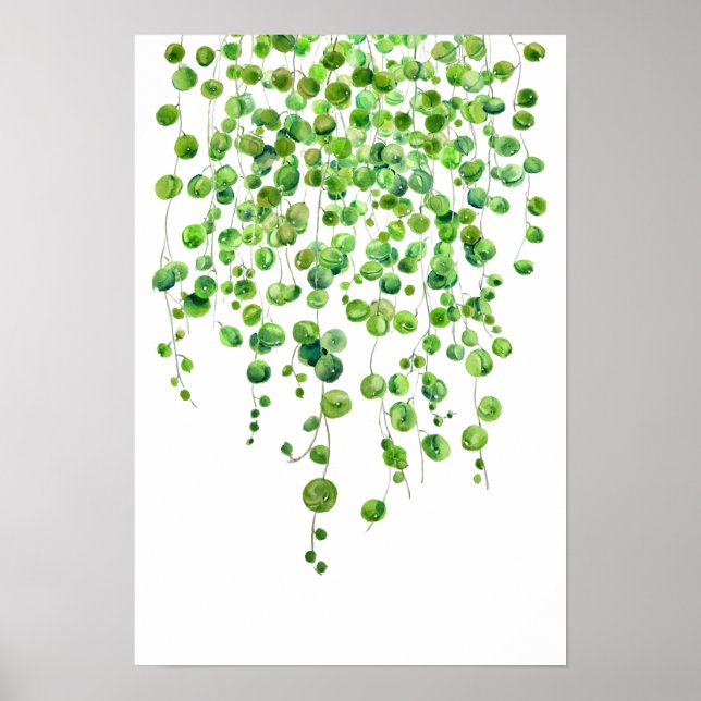 green string of pearl watercolor 2020 poster (Front)