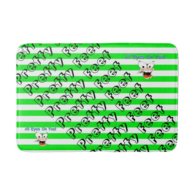 Green Stripe All Eyes on You Bathroom Bath Mat (Front)