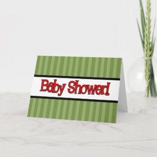 Green Stripe Baby Shower Invitations