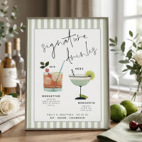 Green Stripe Bar Signature Drinks Cocktails Card