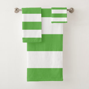 Green Stripe Bath Towel Set