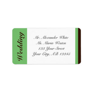 Green Stripe Brown Wedding Address Labels