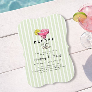 Green Stripe Cocktail Bridal Shower Party Invitation