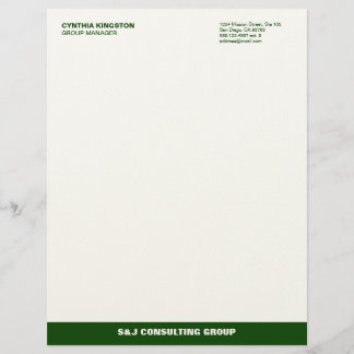 Green stripe ecru professional business company personalised letterhead