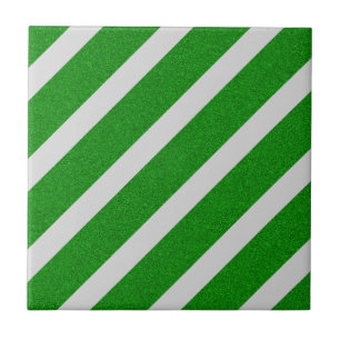 Green Stripe Glitter Ceramic Tile