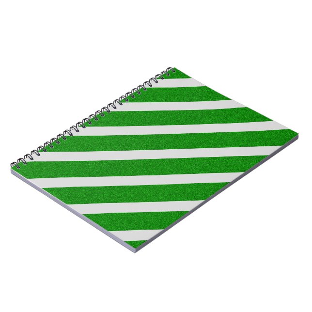 Green Stripe Glitter Notebook (Left Side)