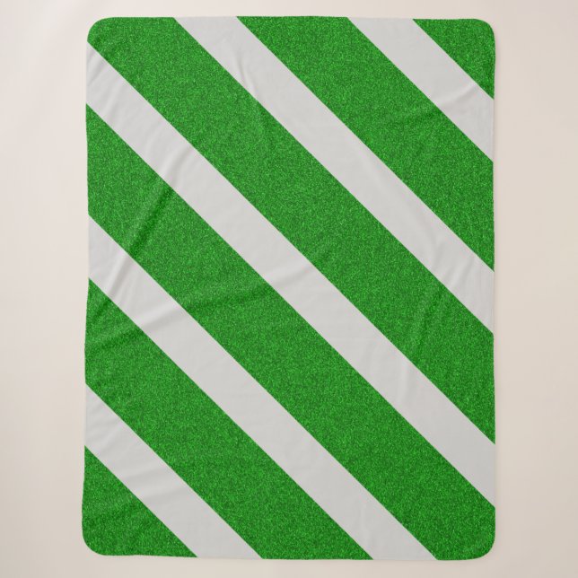 Green Stripe Glitter Sherpa Blanket (Front)