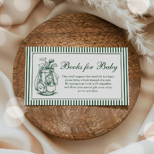 Green Stripe Golf Baby Shower Books For Baby Enclosure Card
