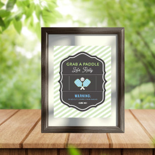 Green Stripe Grab a Paddle Pickleball Party Sign