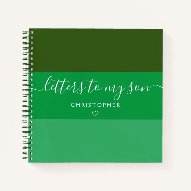 Green Stripe Letters to My Son Keepsake Journal (Front)
