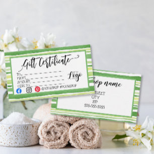 green stripe LOGO Business gift certificate
