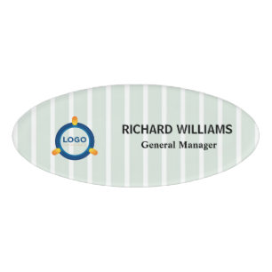 green stripe Logo Employee Magnetic Name Tag