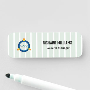 green stripe Logo Employee Magnetic  Name Tag