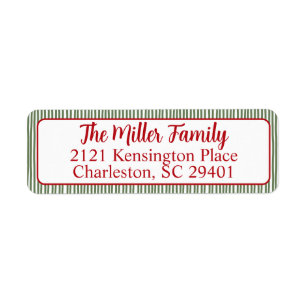 Green Stripe Return Address  Label