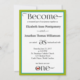 Green Stripe Simple Christian Wedding Invitations